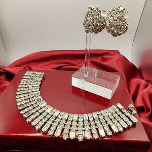 ✨Stunning Vintage Weiss Rhinestone Jewelry Bracelet & Earrings Great Condition!